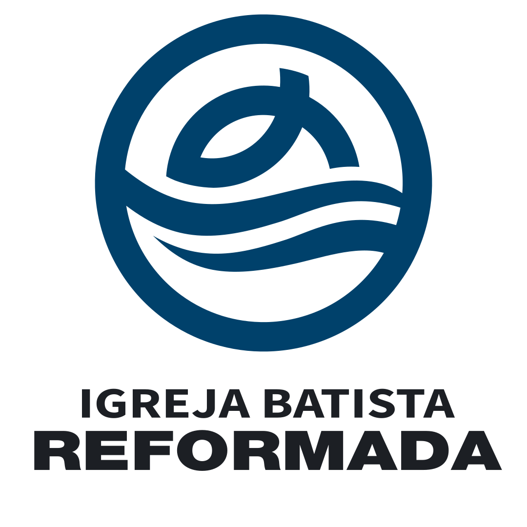 Imagem da marca da Igreja Batista Reformada. Que representa um peixe pulando da água, dentro de um círculo, e abaixo está escrito o nome da igreja